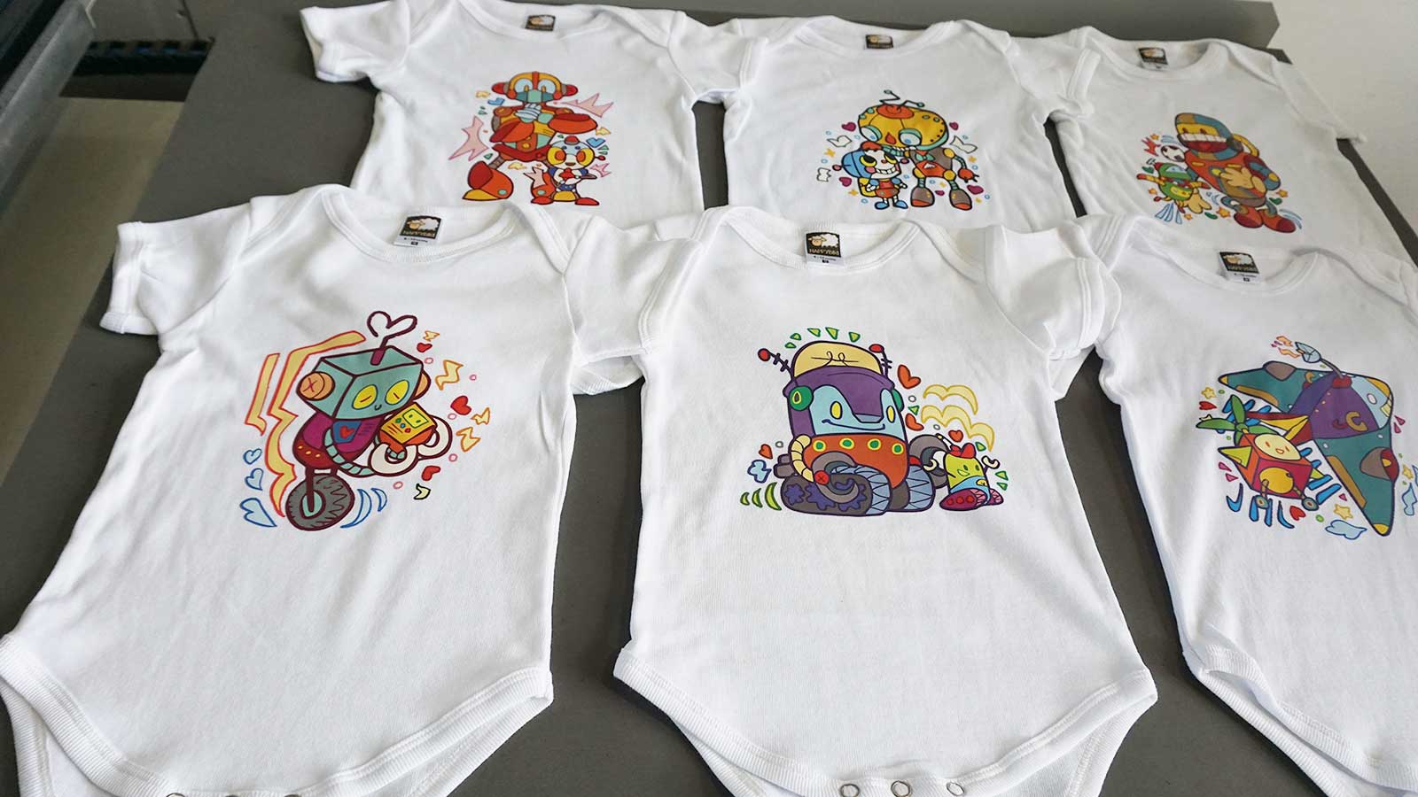 happybiri banner nut and boltz robots baby rompers preview